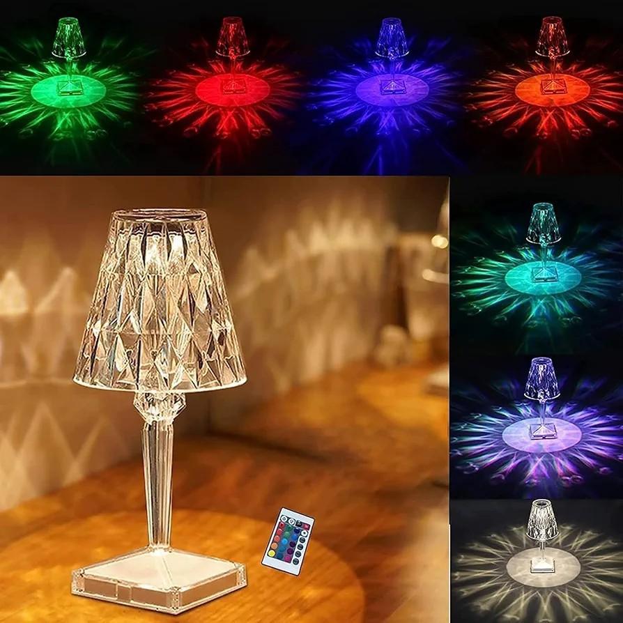 Crystal Table Lamp Multicolor USB Rechargeable 3W