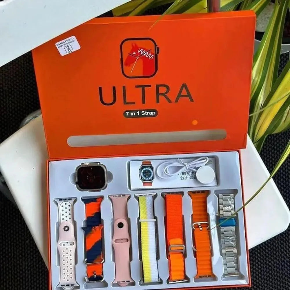 7 in 1 Smart Watch Multi colour Strap Bundle
