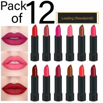Matte Lipstick Pack of 12 Bold Shades