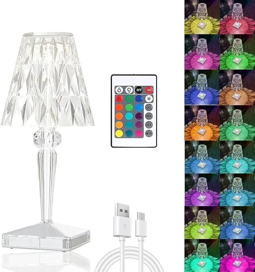 Crystal Table Lamp Multicolor USB Rechargeable 3W