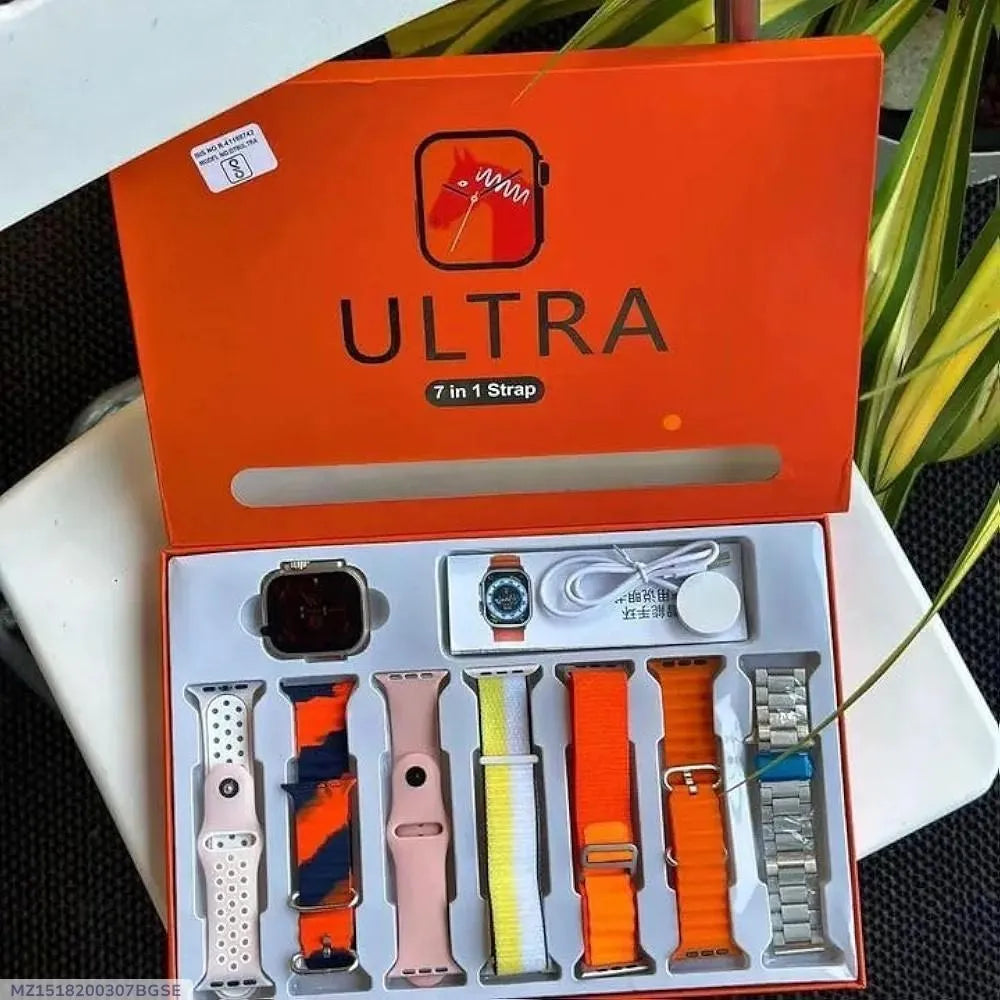 7 in 1 Smart Watch Multi colour Strap Bundle
