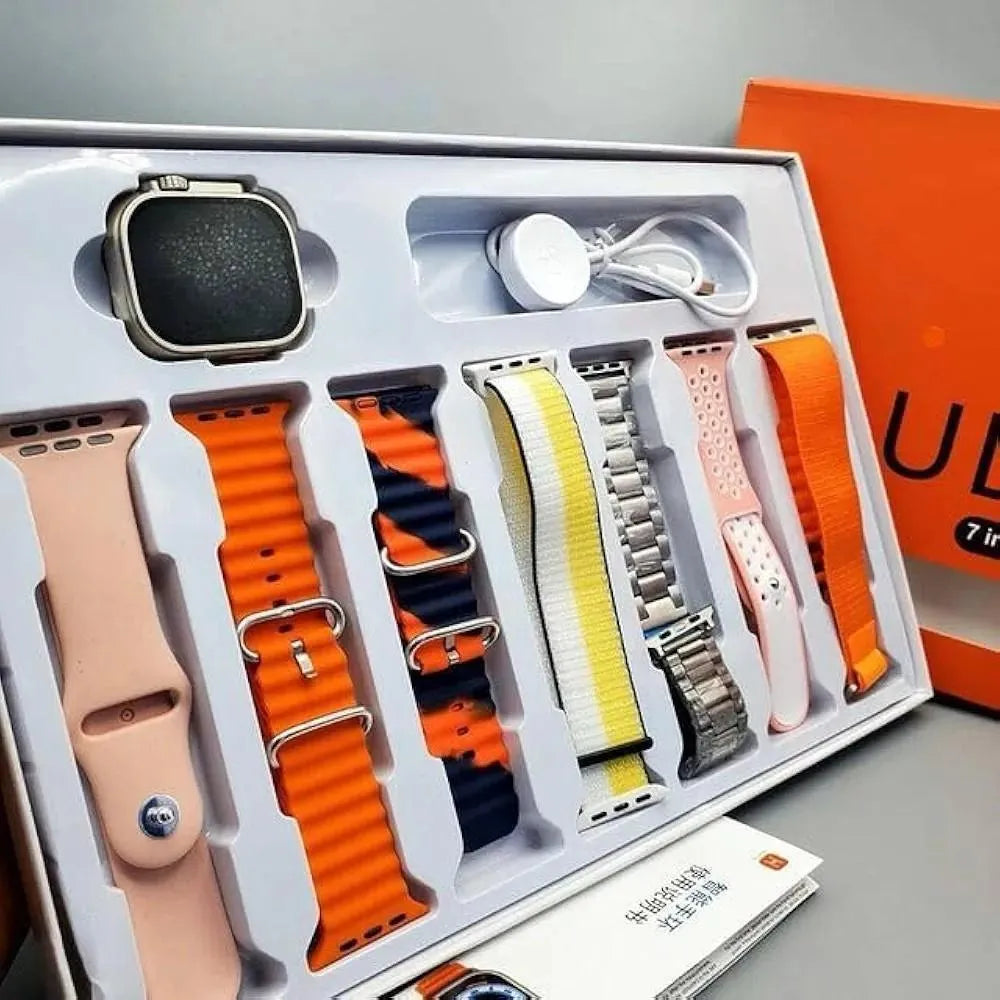 7 in 1 Smart Watch Multi colour Strap Bundle