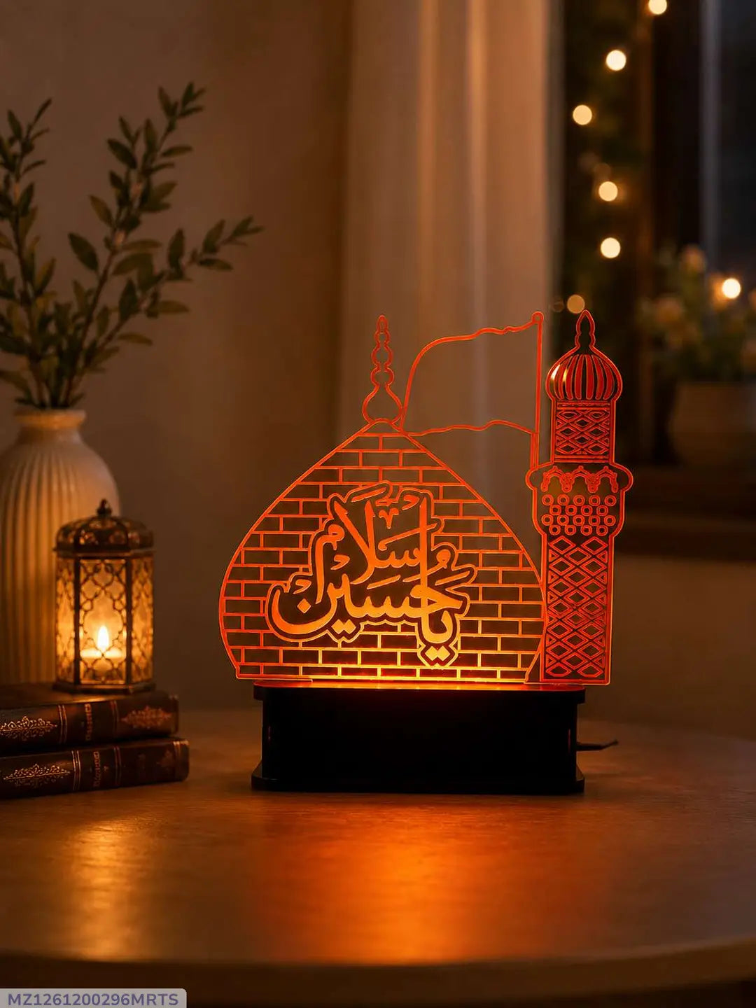 Ya Hussain LED Acrylic Lamp – Islamic Table Lamp with Shrine & Minaret Design Islamic Decor